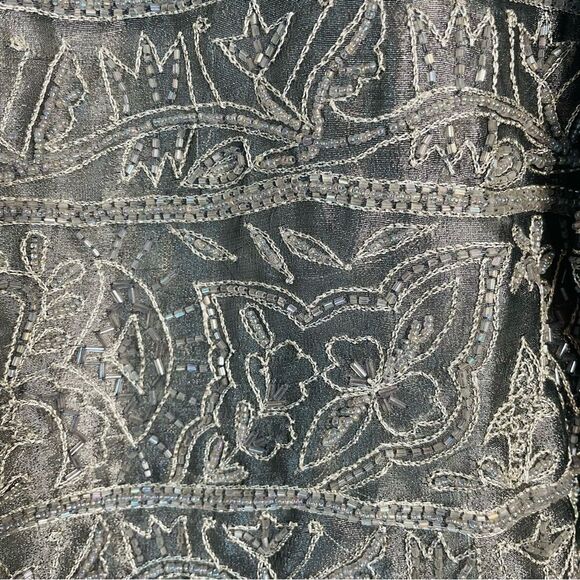 NWT - Adrianna Papell Silver Beaded Floral Blazer Jacket - Picture 5 of 7